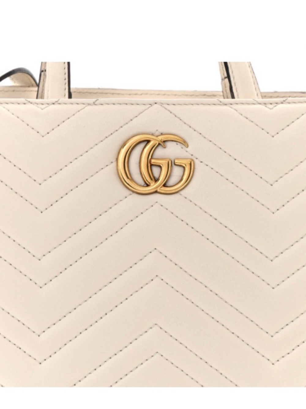 Gucci Cream Chevron Tote with Gold Double G